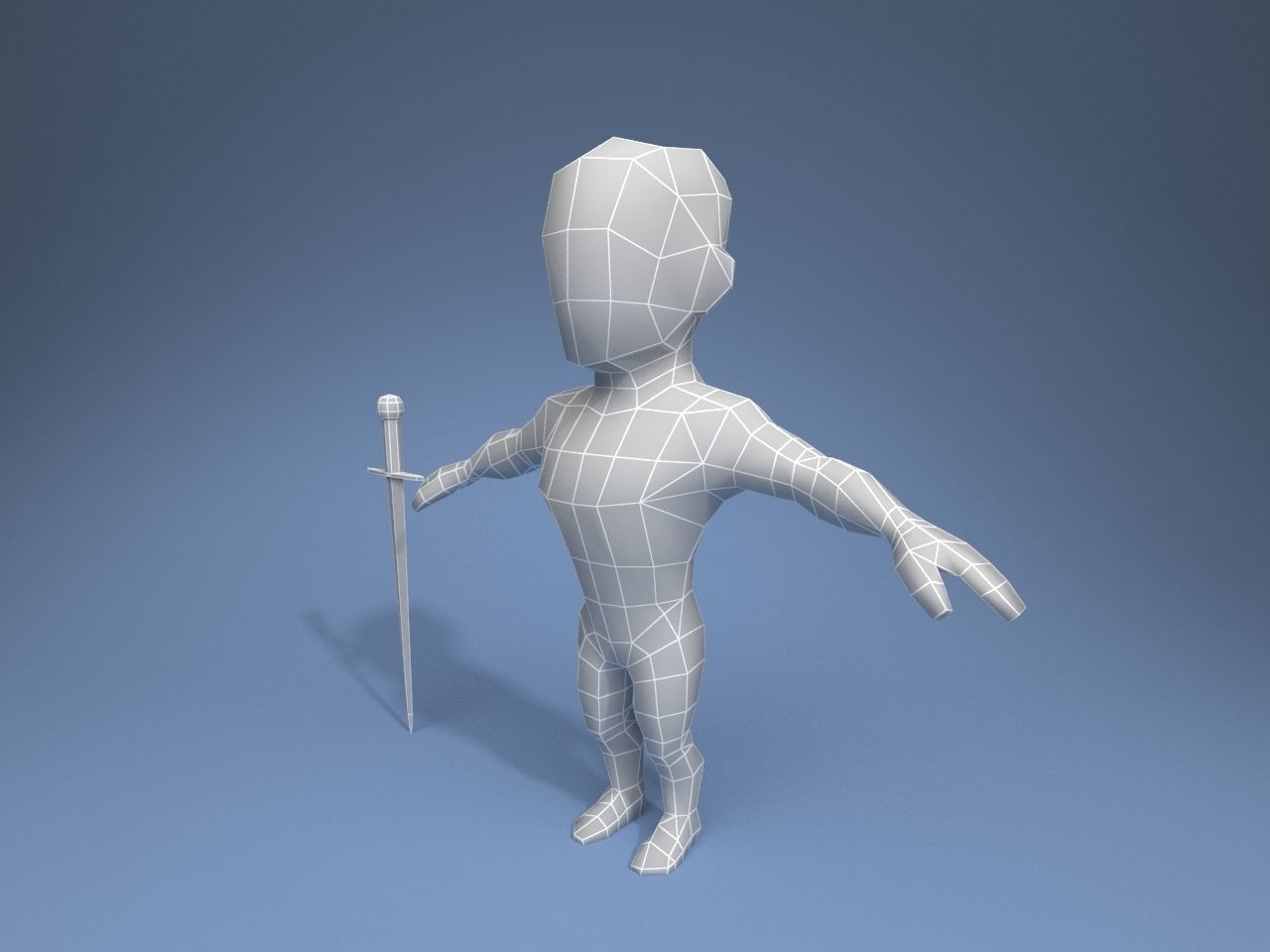 Medieval character volunteer soldier 5 Low-poly 3D model_9