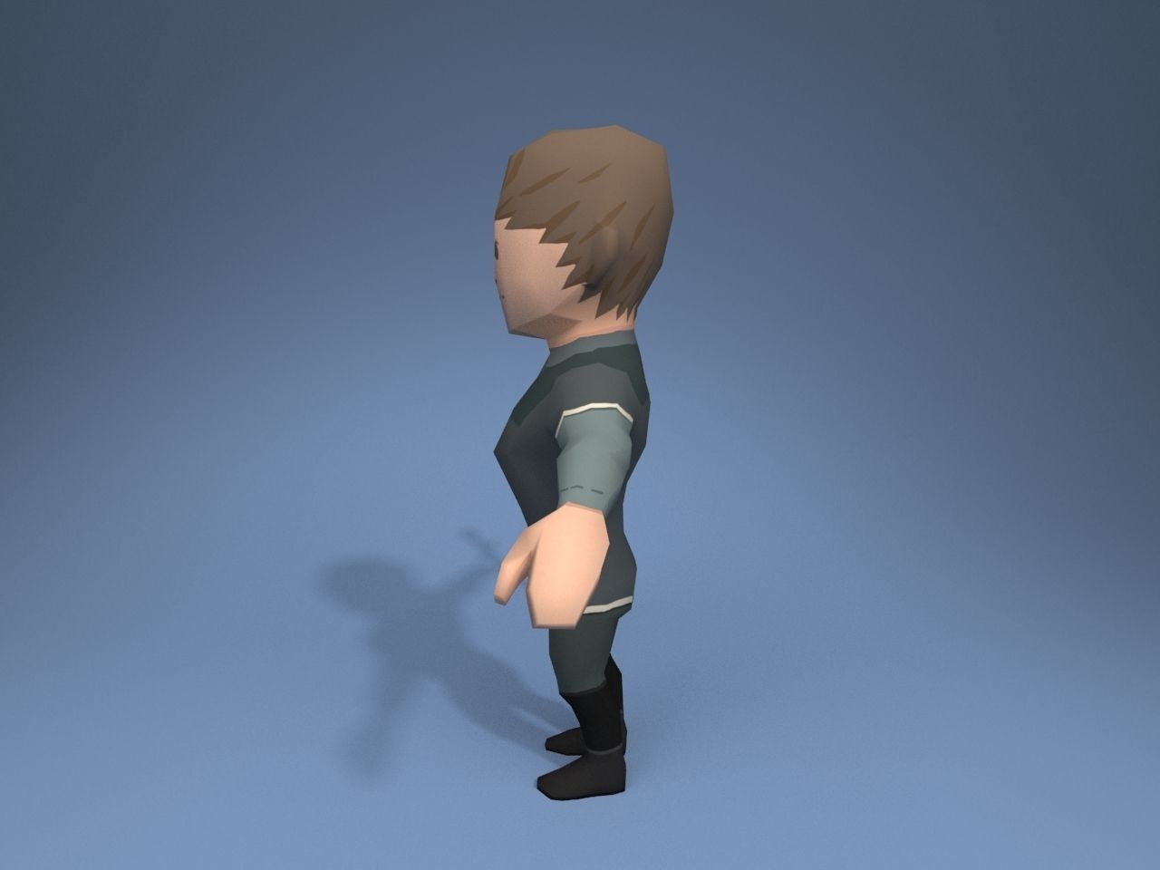 Medieval character volunteer soldier 5 Low-poly 3D model_4