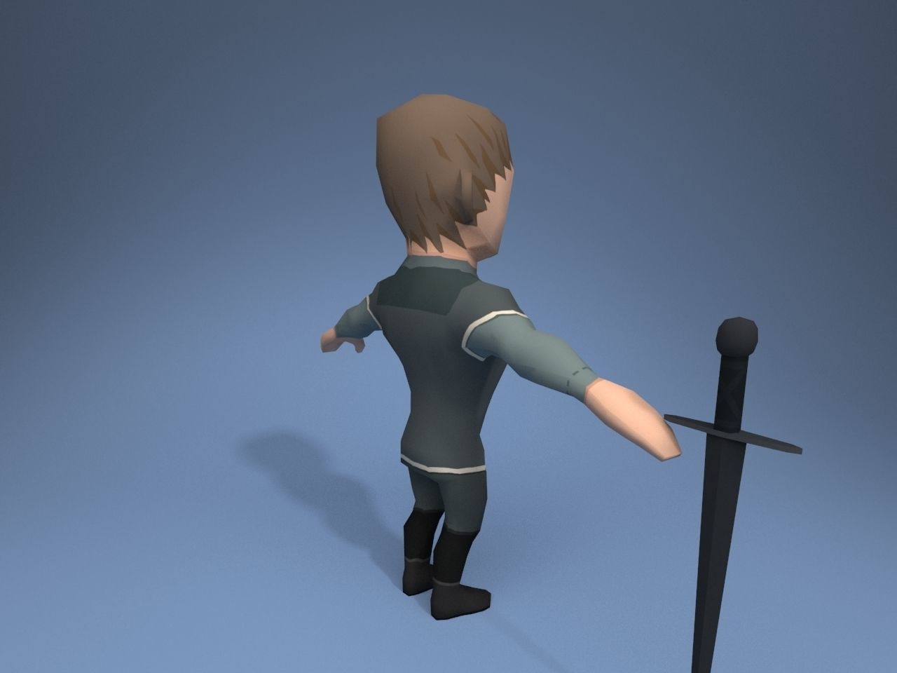 Medieval character volunteer soldier 5 Low-poly 3D model_6