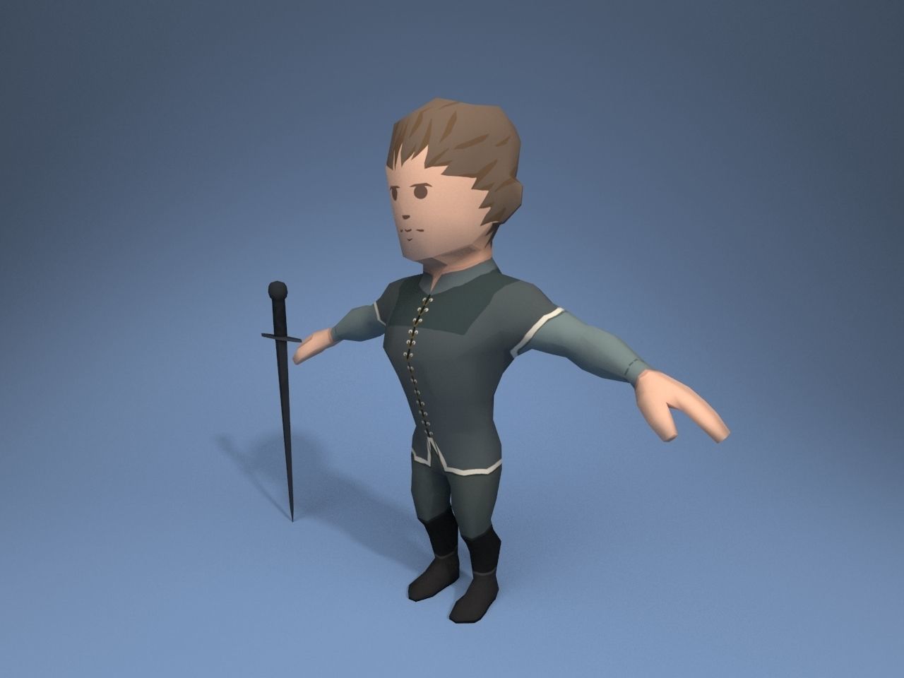 Medieval character volunteer soldier 5 Low-poly 3D model_2