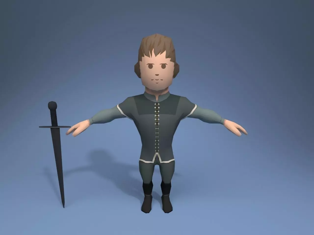 Medieval character volunteer soldier 5 Low-poly 3D model_0
