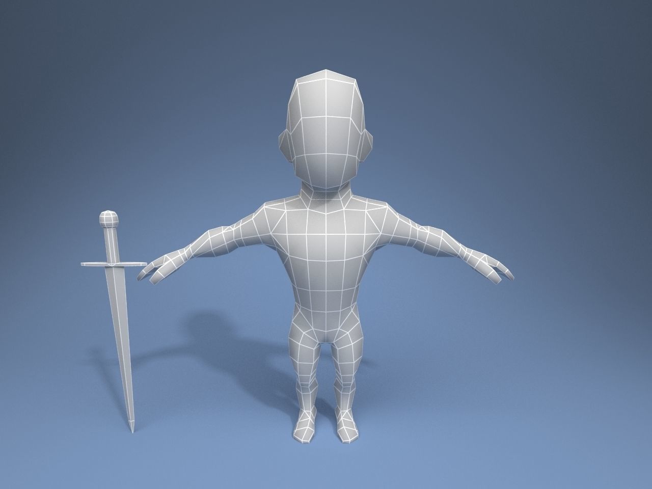 Medieval character volunteer soldier 5 Low-poly 3D model_8