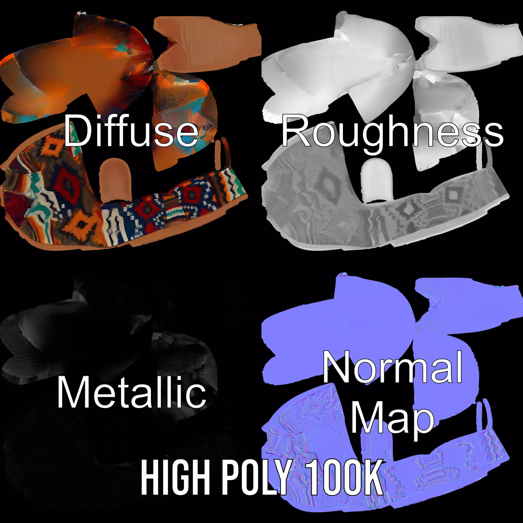 Bohemian Canvas Shoe model pack Low-poly 3D model_3