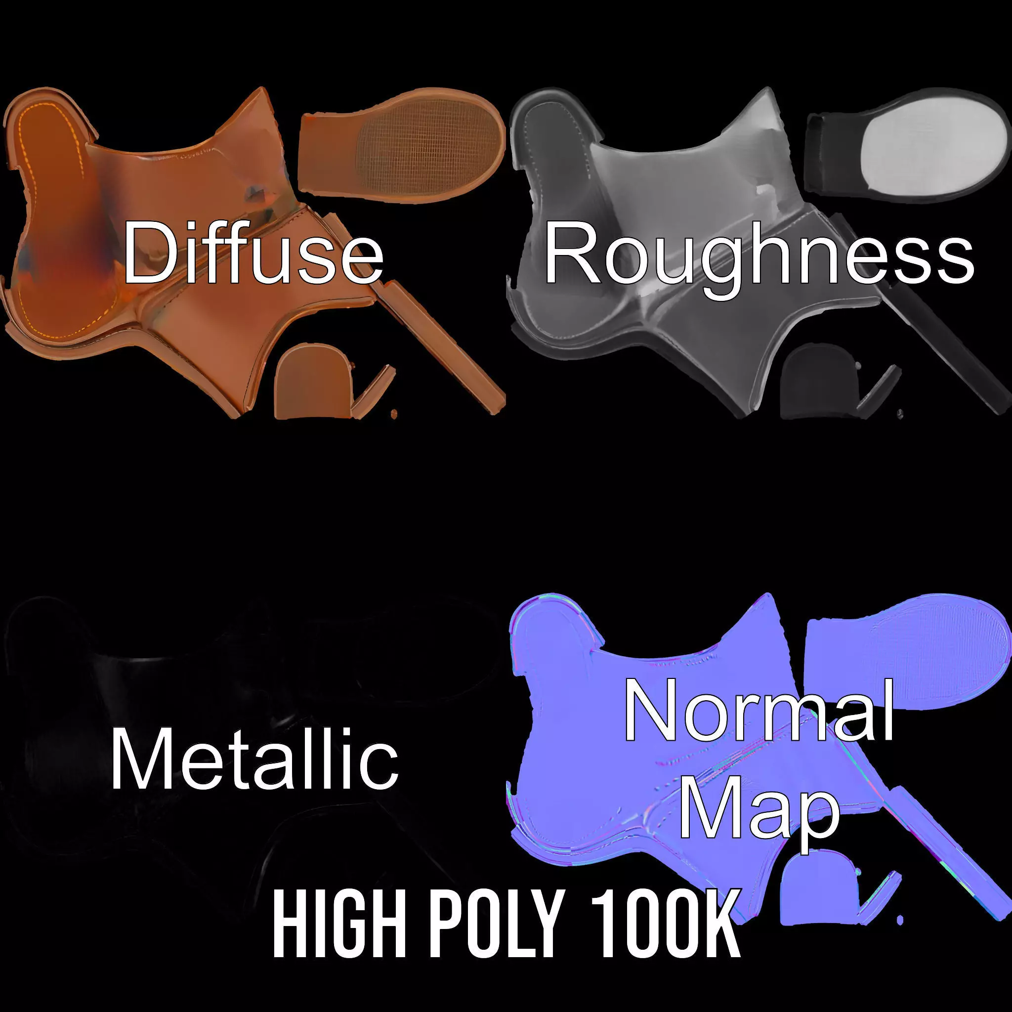 Brown Leather Sandal model pack Low-poly 3D model_3