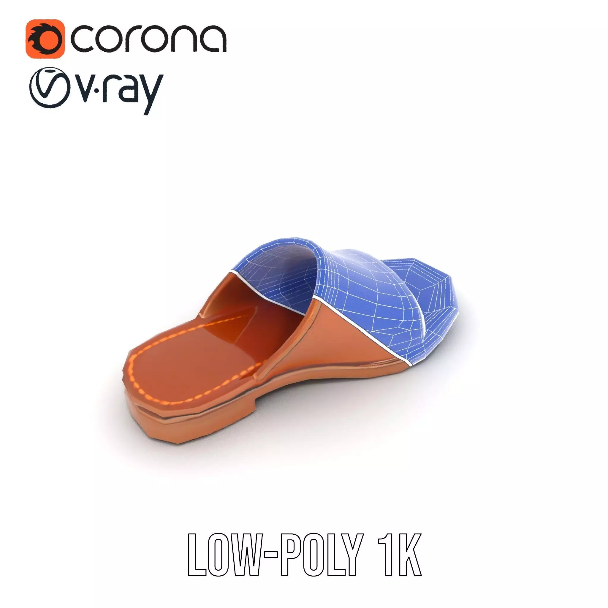 Brown Leather Sandal model pack Low-poly 3D model_30