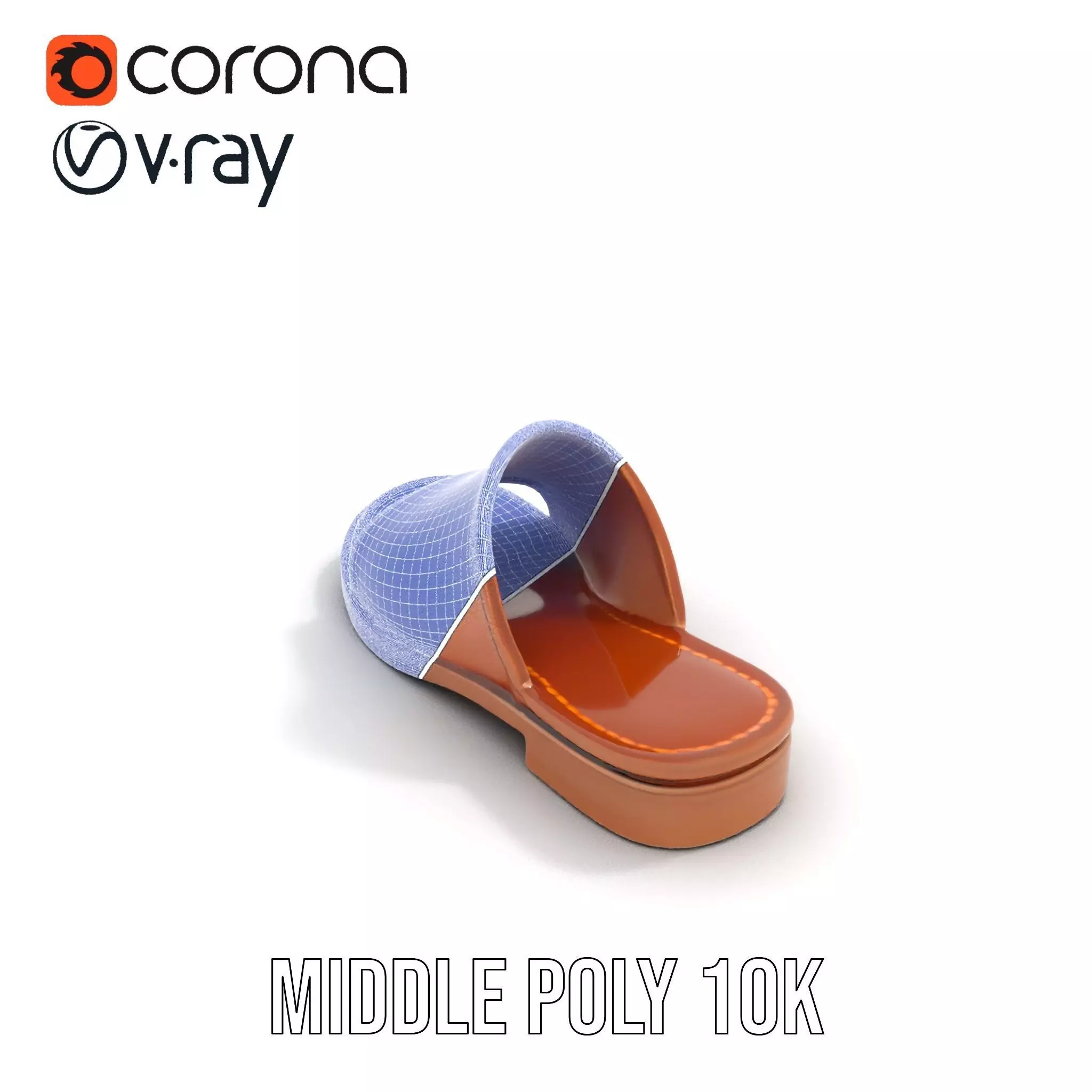 Brown Leather Sandal model pack Low-poly 3D model_6
