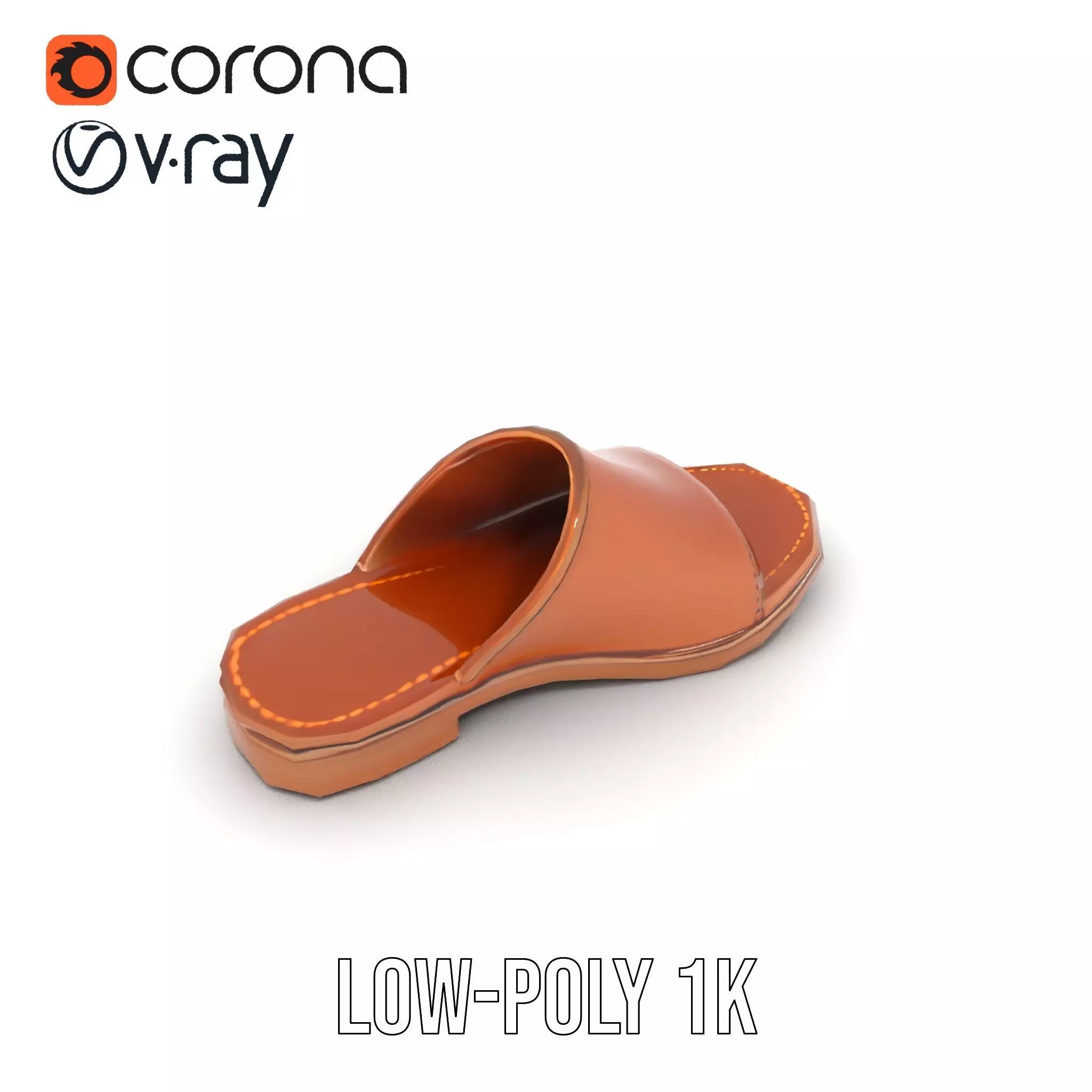 Brown Leather Sandal model pack Low-poly 3D model_16