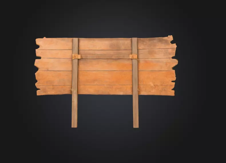 Rustic Wooden Signboard Low-poly 3D model_4