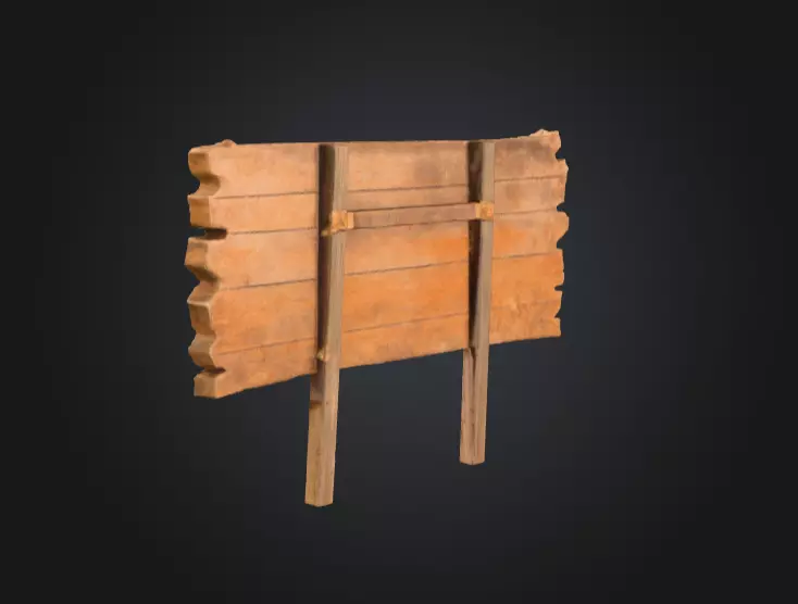 Rustic Wooden Signboard Low-poly 3D model_5