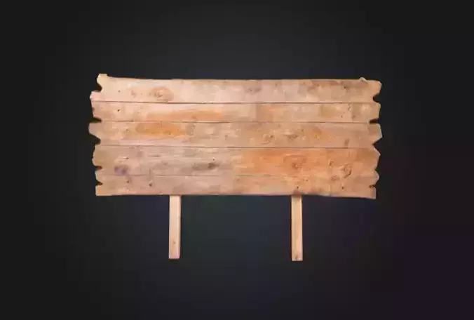 Rustic Wooden Signboard Low-poly 3D model