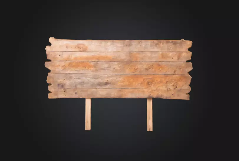 Rustic Wooden Signboard Low-poly 3D model_0