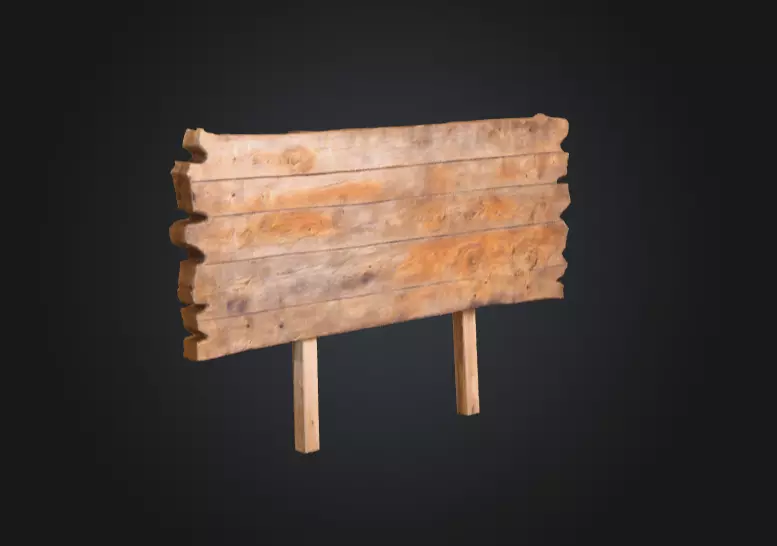 Rustic Wooden Signboard Low-poly 3D model_1