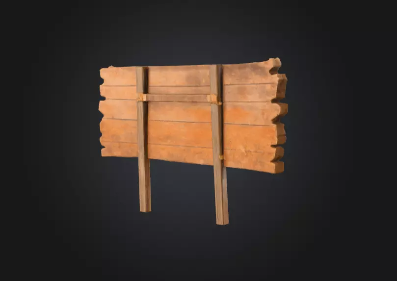 Rustic Wooden Signboard Low-poly 3D model_3