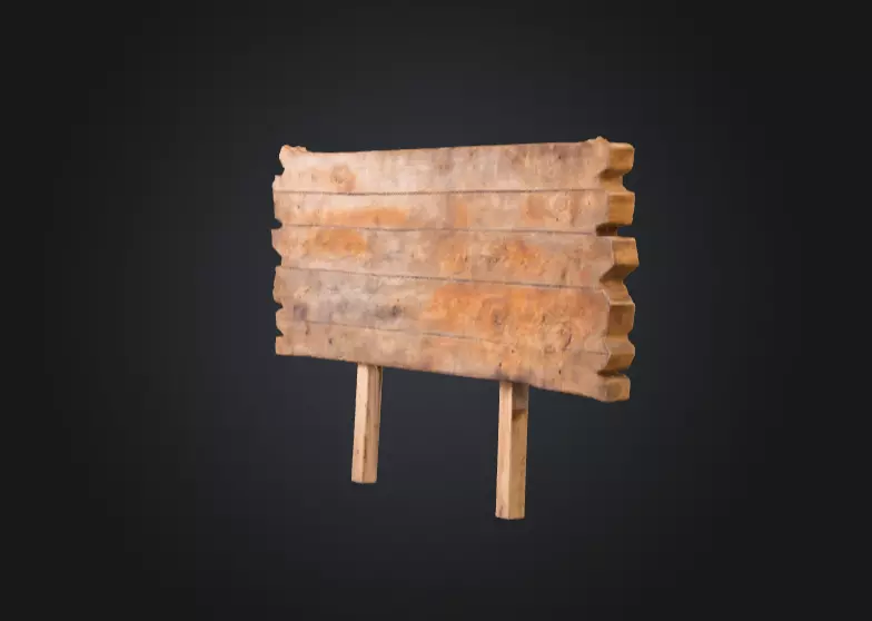 Rustic Wooden Signboard Low-poly 3D model_7