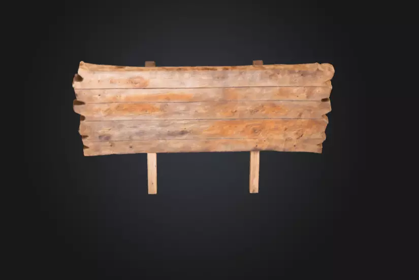 Rustic Wooden Signboard Low-poly 3D model_8