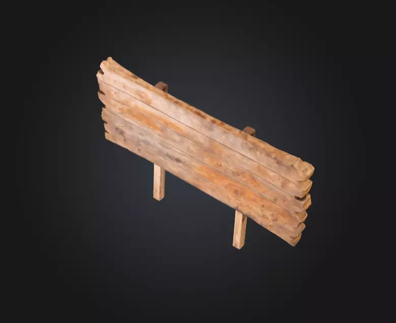 Rustic Wooden Signboard Low-poly 3D model_9