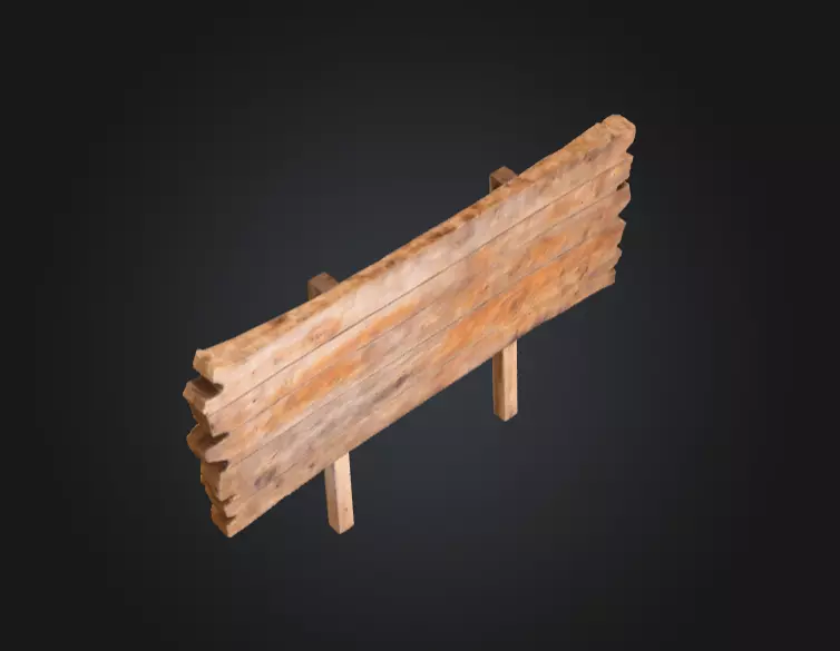 Rustic Wooden Signboard Low-poly 3D model_10