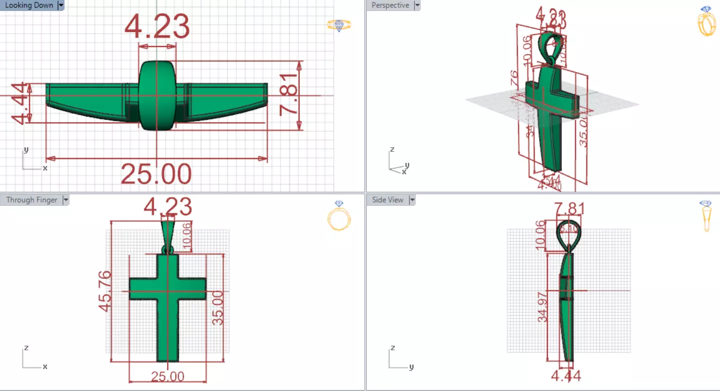 Yellow Gold Cross stl 3dm Pendant gp0475 3D print model_10