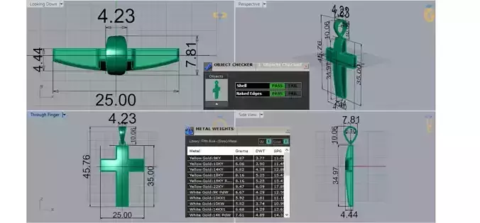 Yellow Gold Cross stl 3dm Pendant gp0475