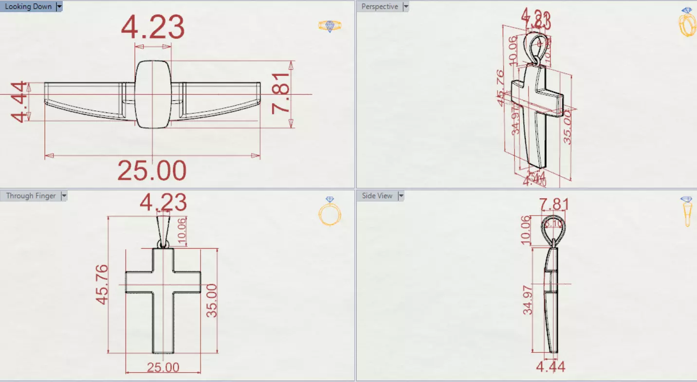 Yellow Gold Cross stl 3dm Pendant gp0475 3D print model_12