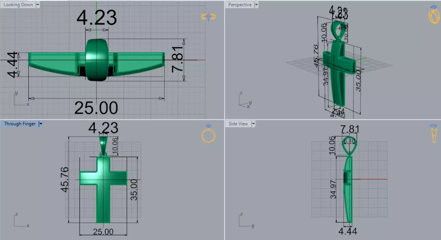 Yellow Gold Cross stl 3dm Pendant gp0475 3D print model_8