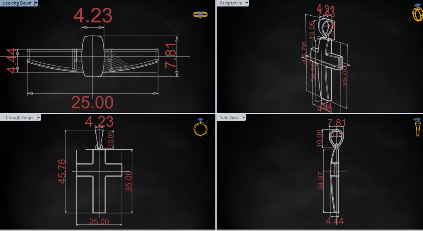Yellow Gold Cross stl 3dm Pendant gp0475 3D print model_11