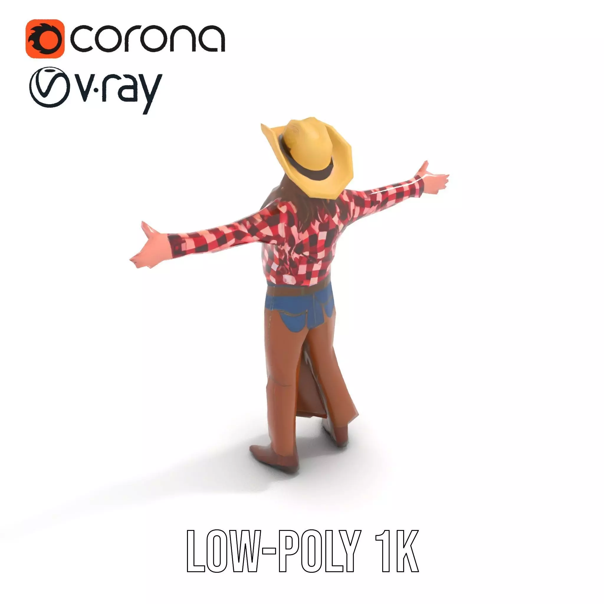Cowgirl Plaid Shirt model pack Low-poly 3D model_7