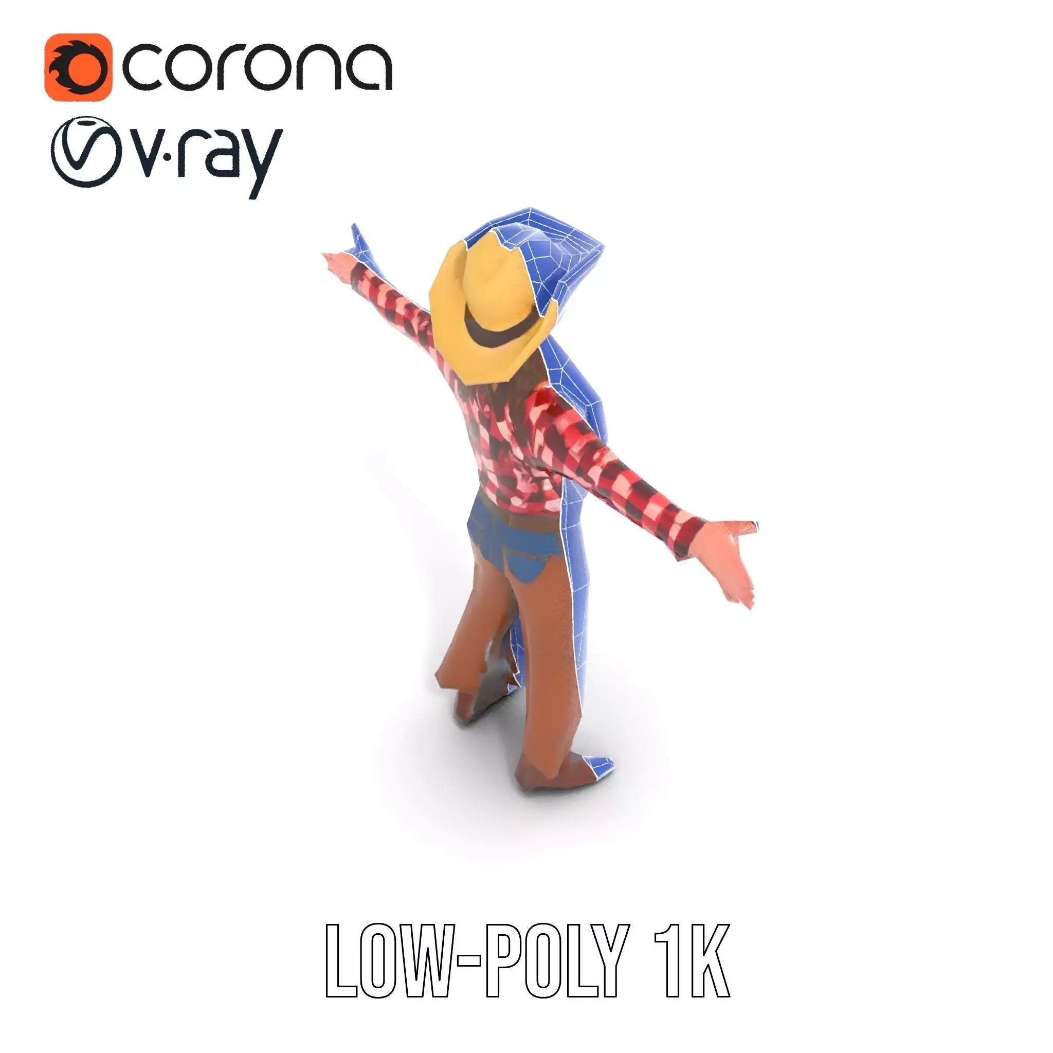 Cowgirl Plaid Shirt model pack Low-poly 3D model_17