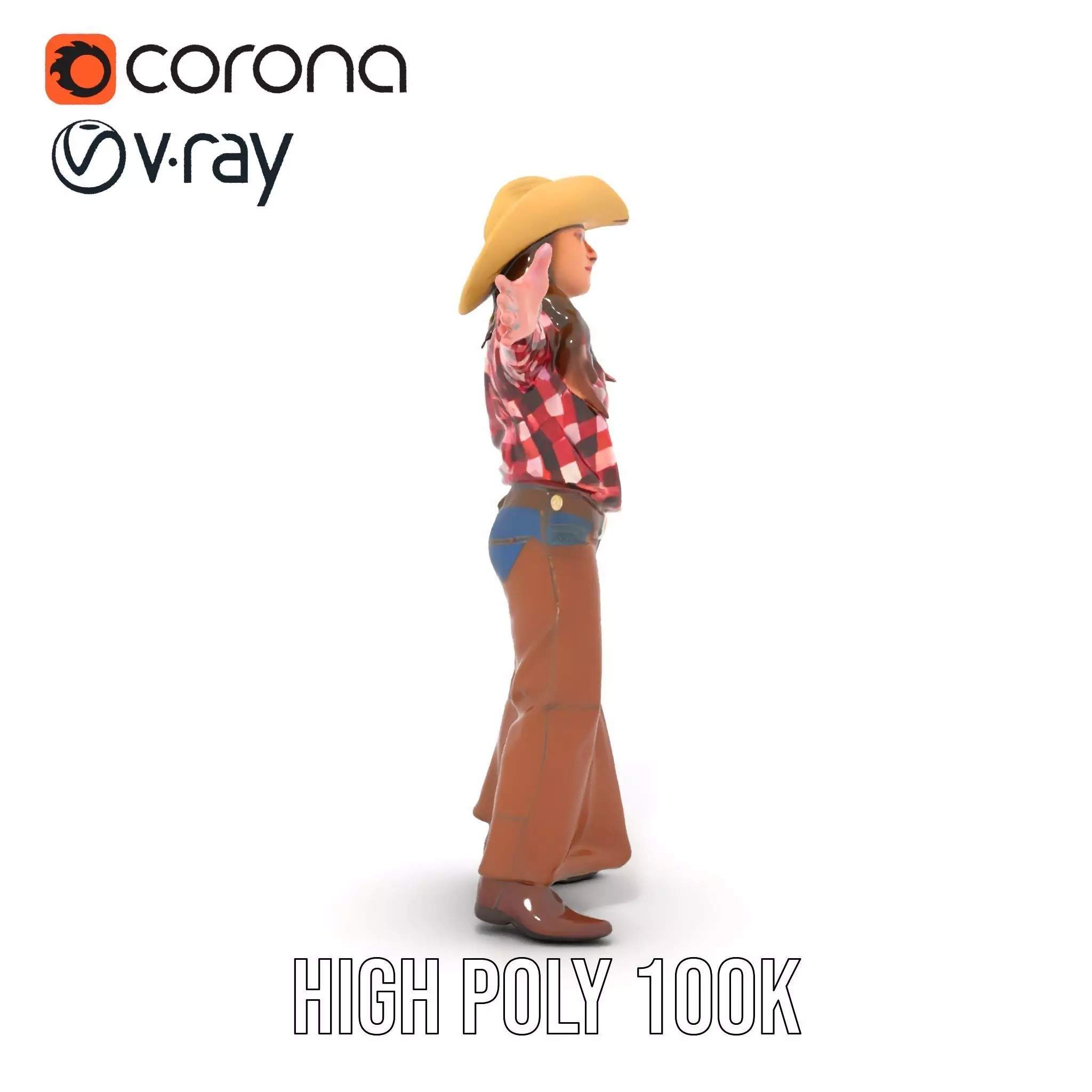 Cowgirl Plaid Shirt model pack Low-poly 3D model_21