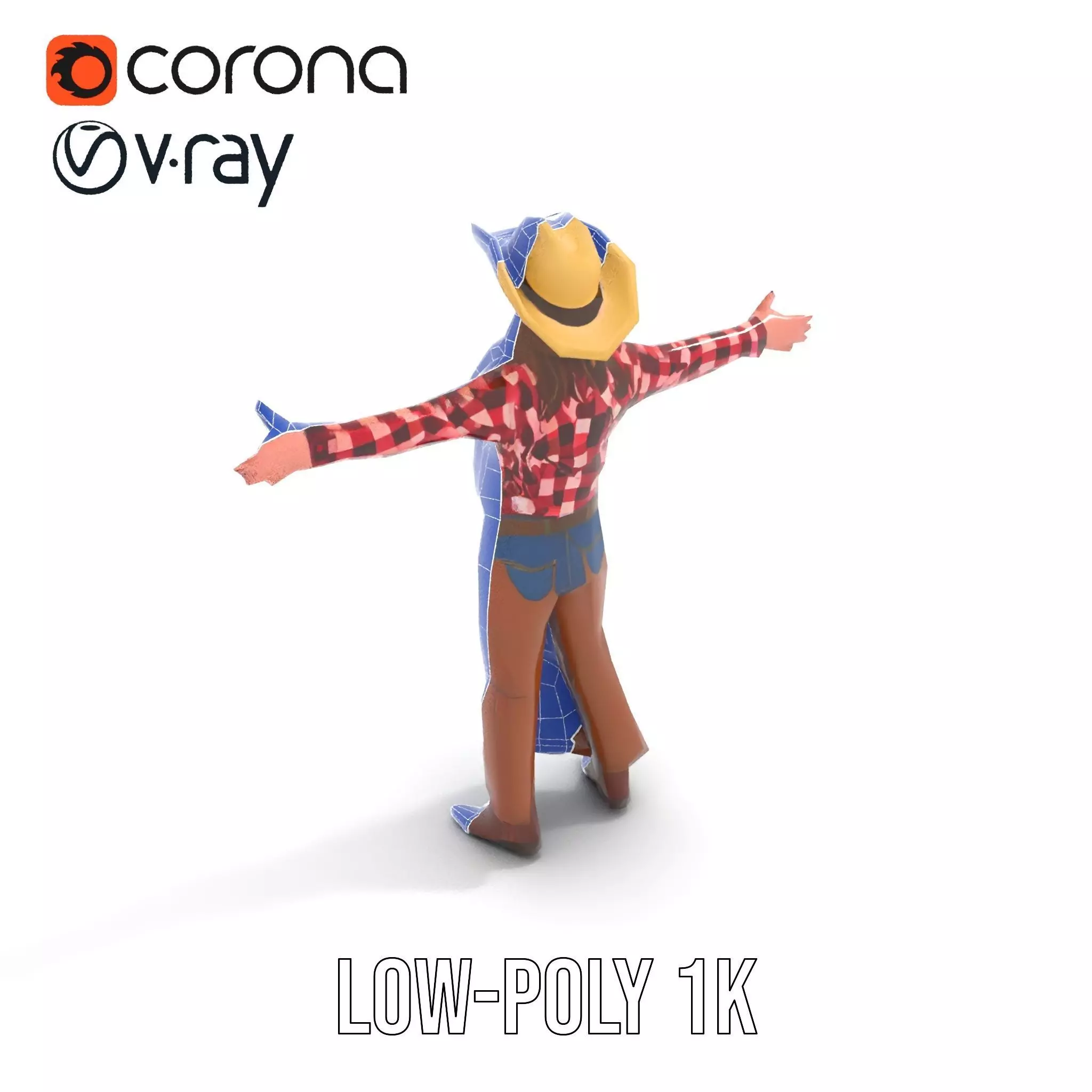 Cowgirl Plaid Shirt model pack Low-poly 3D model_14