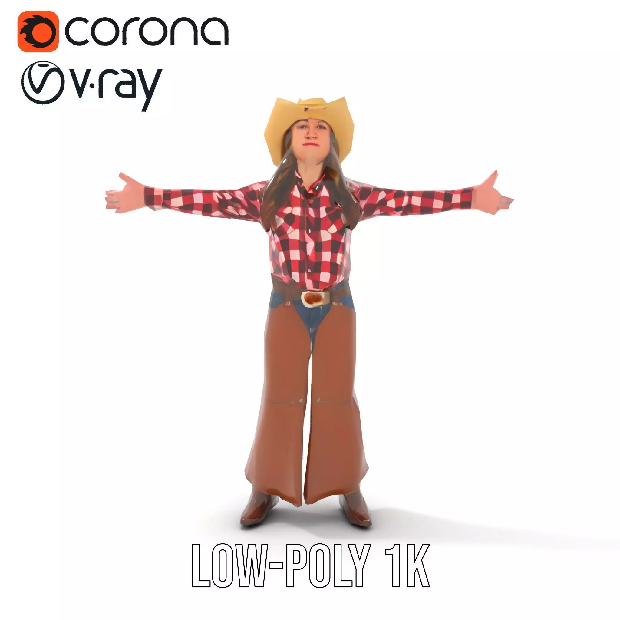Cowgirl Plaid Shirt model pack Low-poly 3D model_9