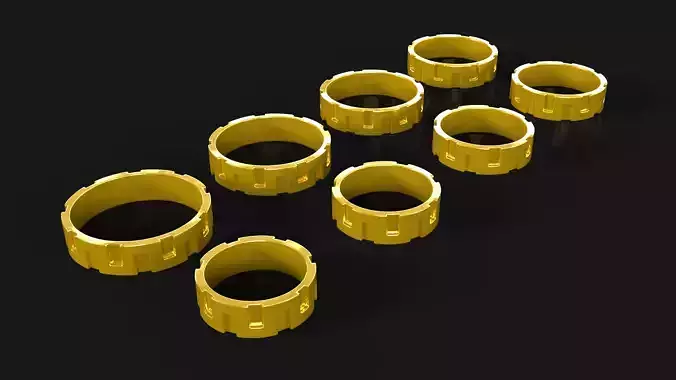 Minimalistic seamless meandr ornament rings pack 8 sizes art0001