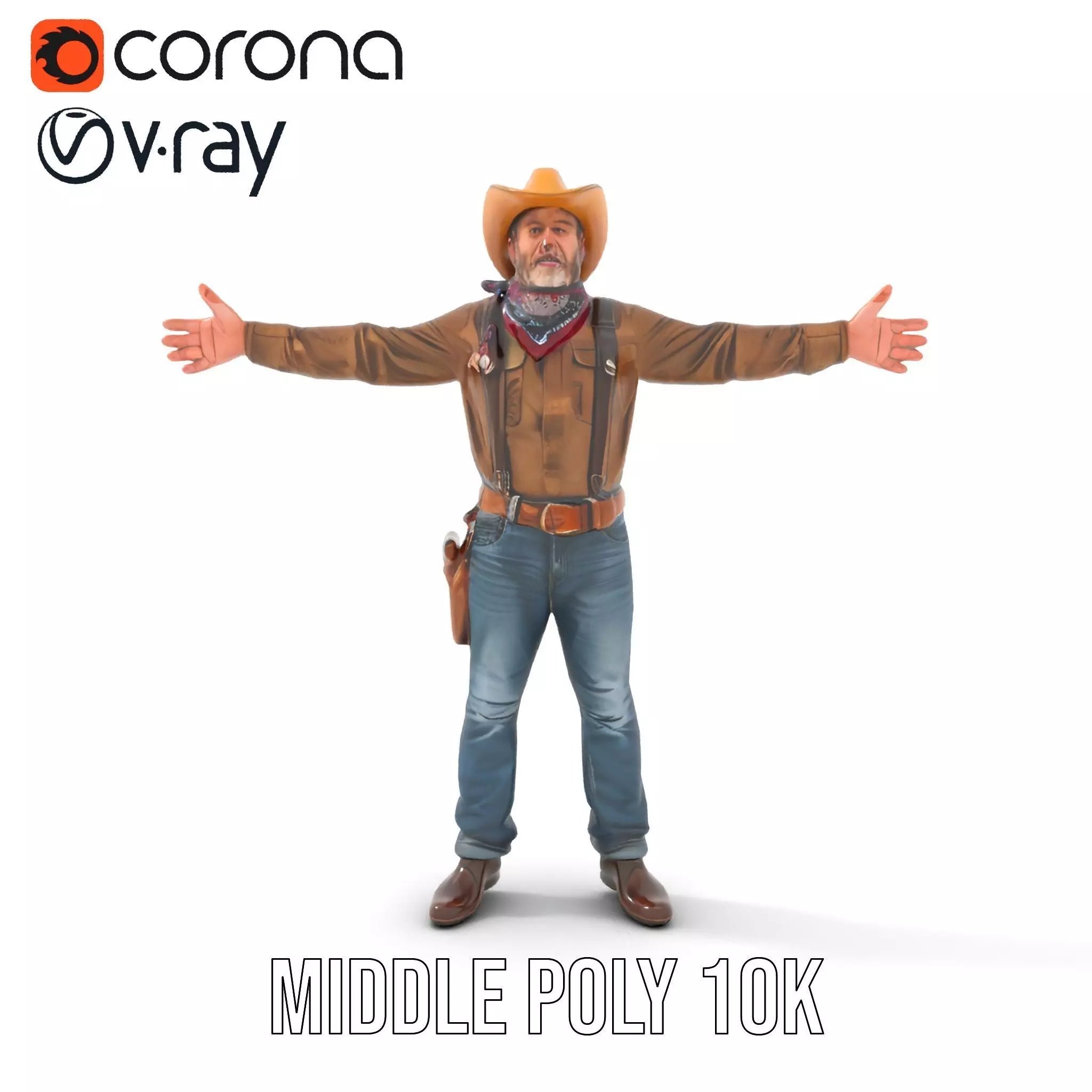 Classic Cowboy Outfit model pack Low-poly 3D model_18