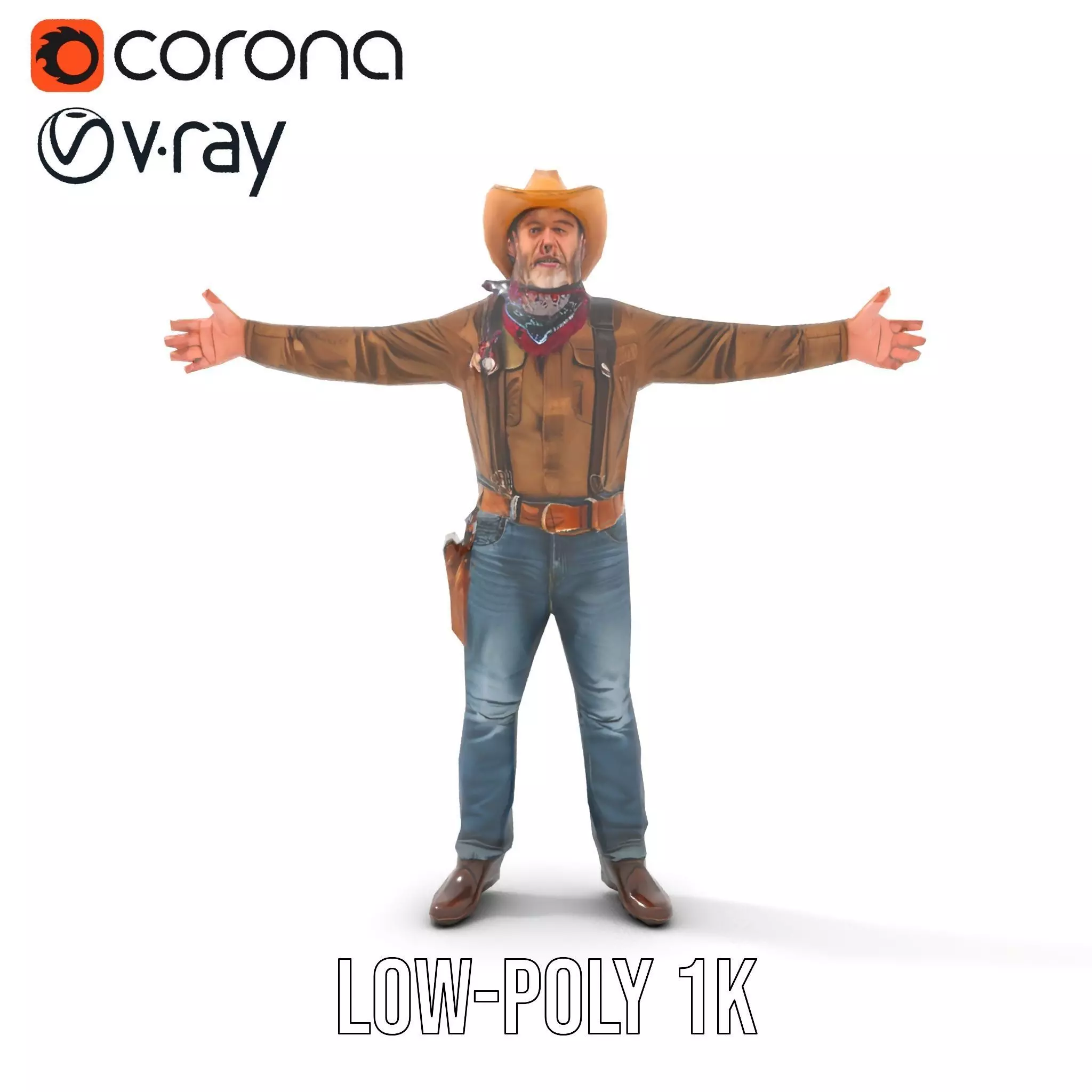 Classic Cowboy Outfit model pack Low-poly 3D model_7