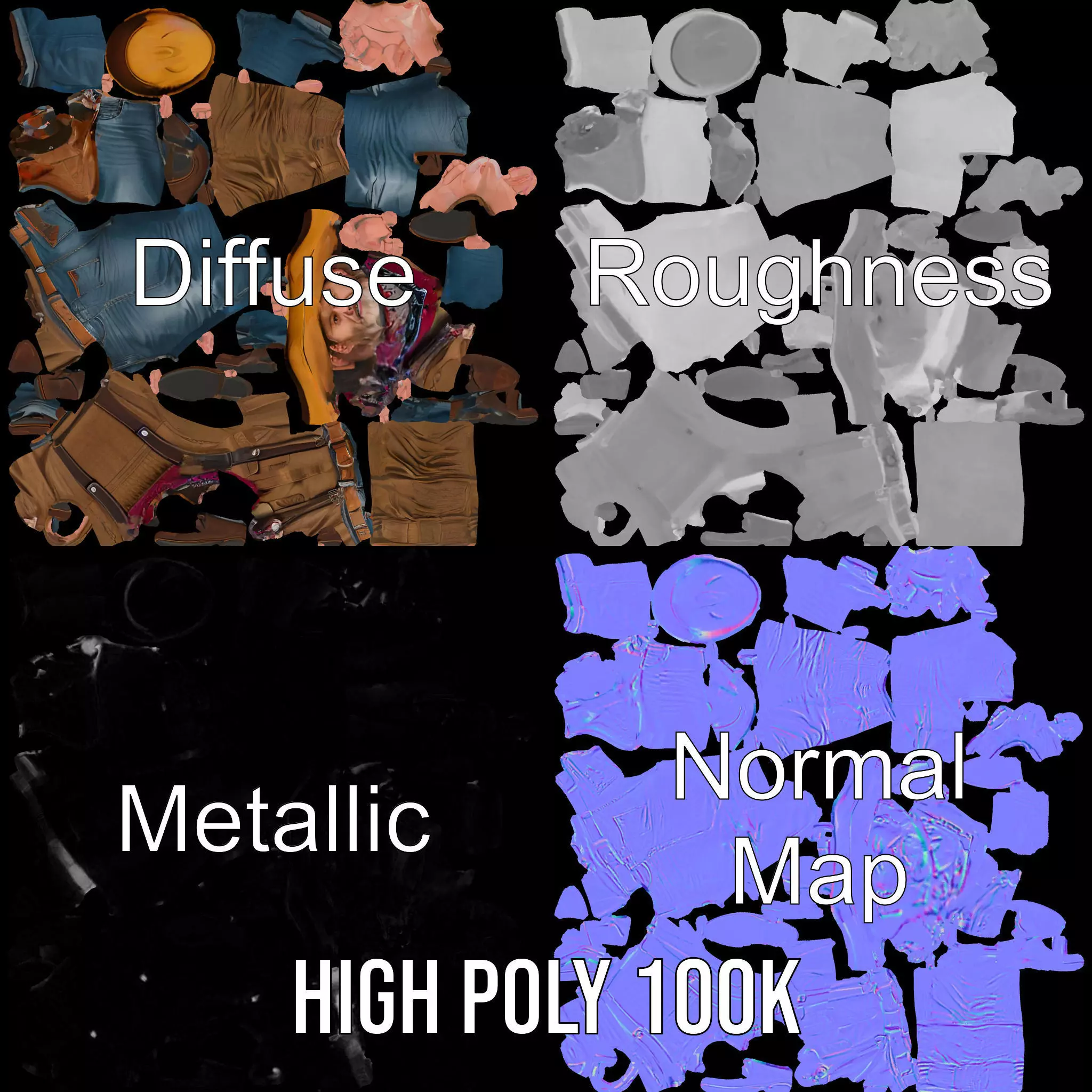 Classic Cowboy Outfit model pack Low-poly 3D model_3