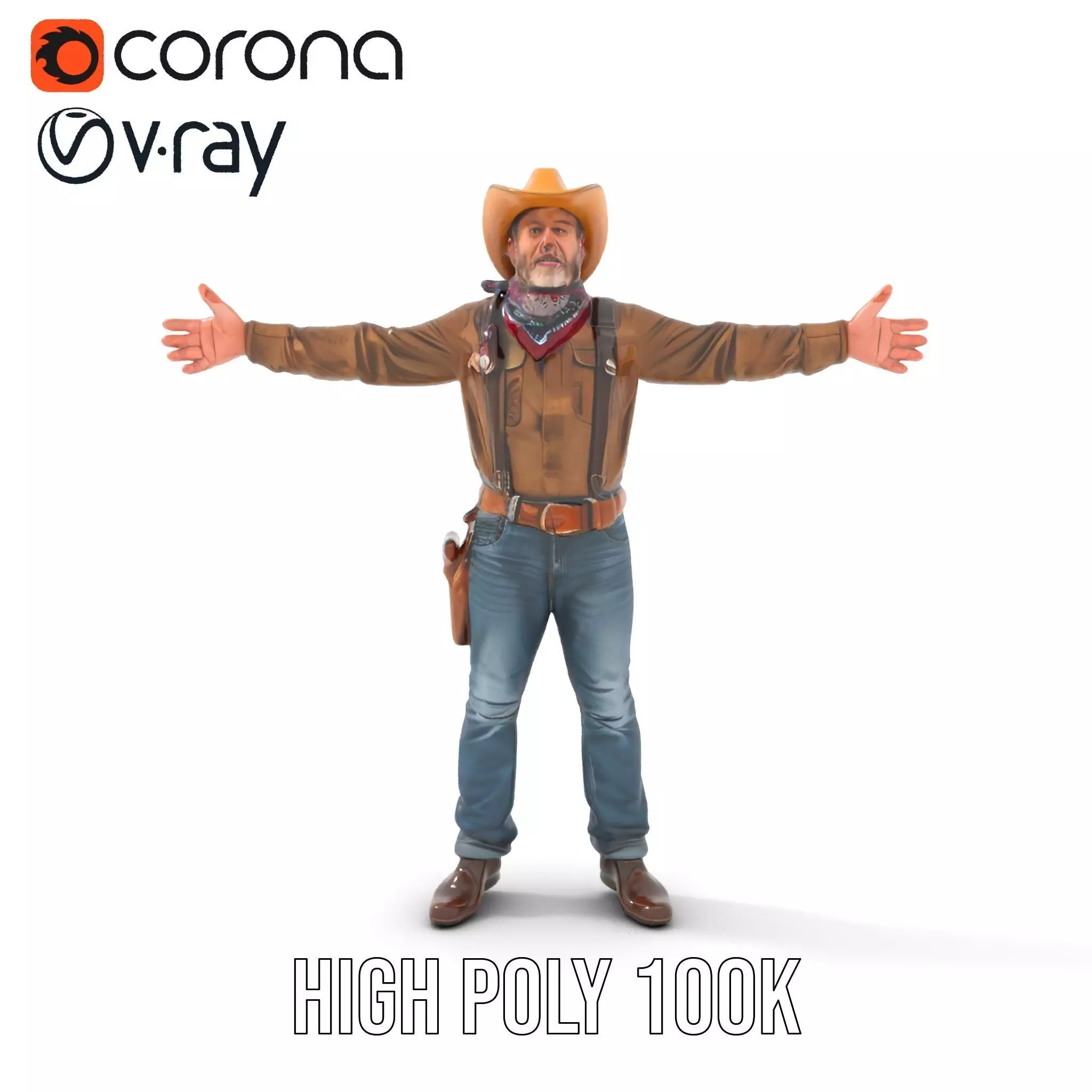 Classic Cowboy Outfit model pack Low-poly 3D model_29