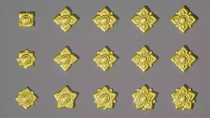 Thai Ornamental 3D Models Pack High Poly Low Poly