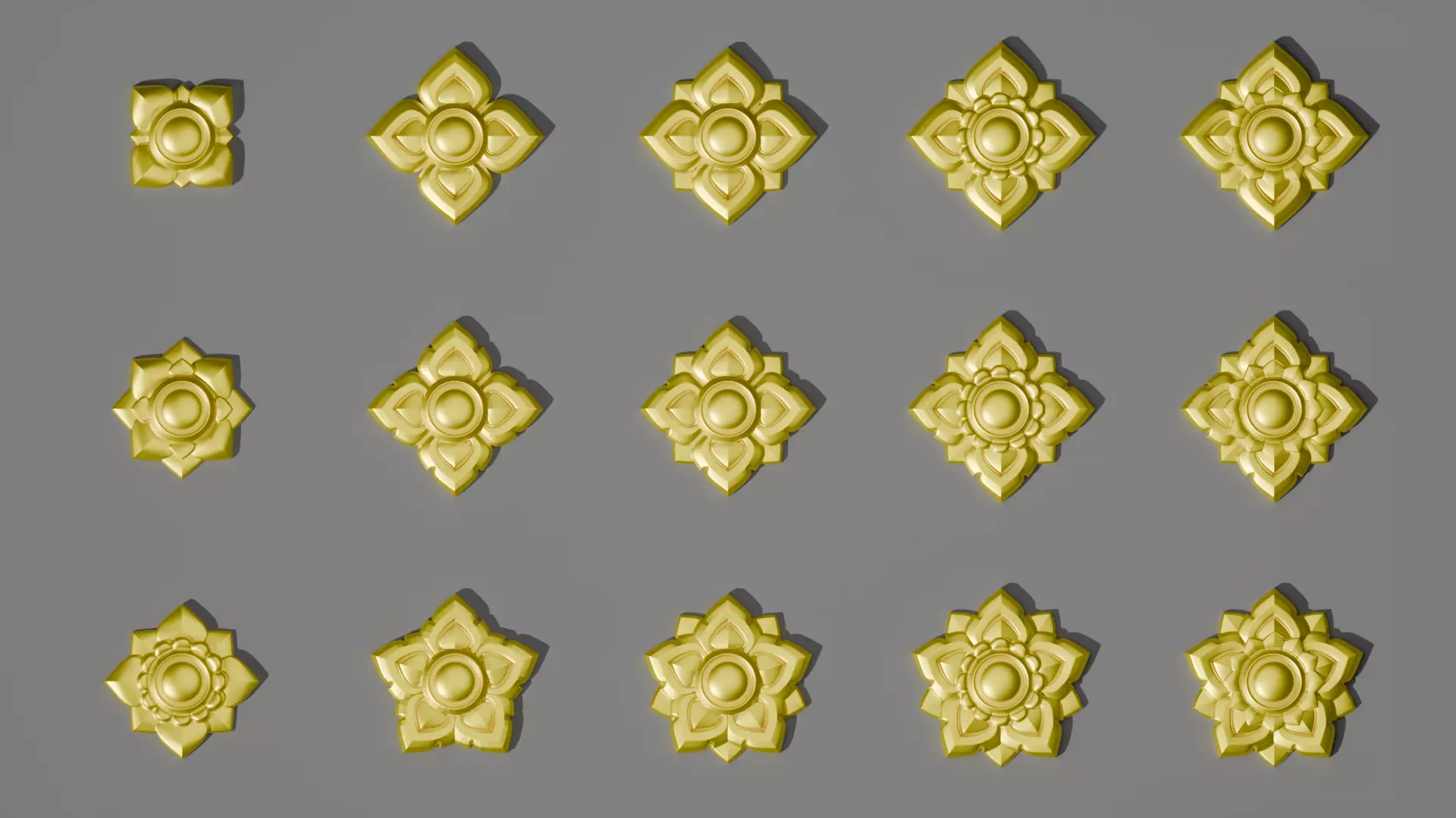 Thai Ornamental 3D Models Pack High Poly Low Poly 3D print model