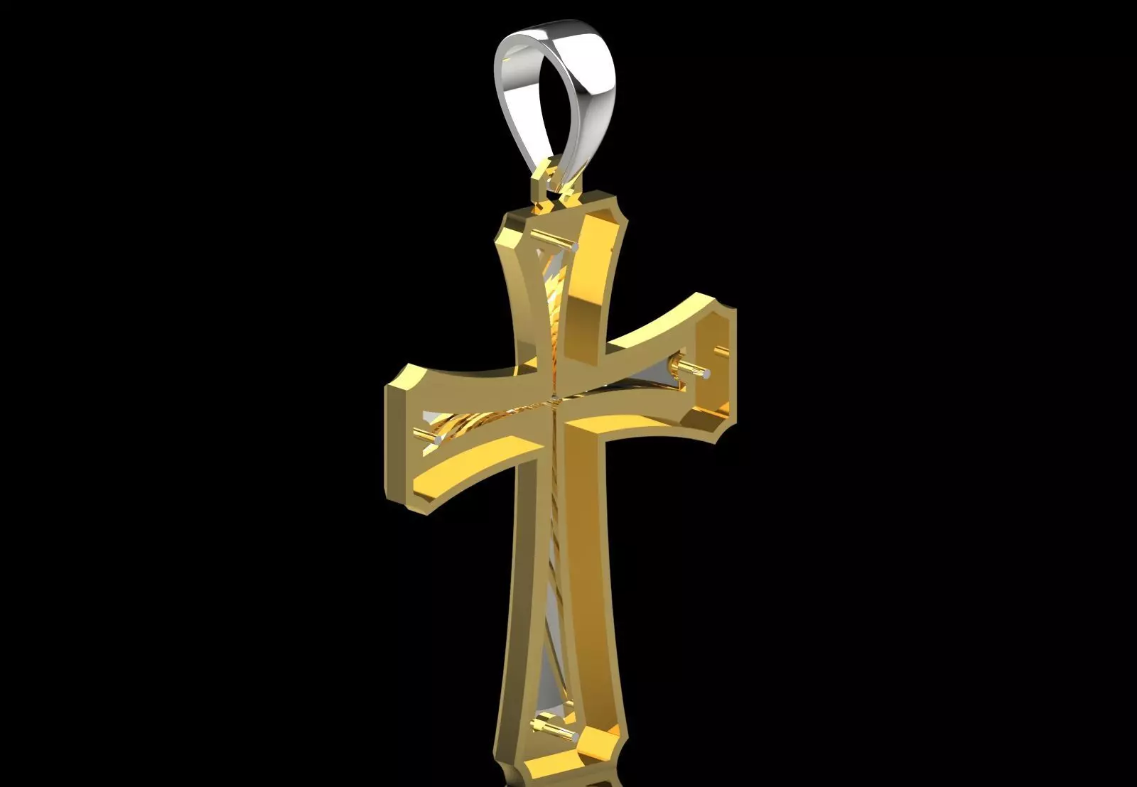 Cross Design Yellow Gold stl 3dm pendat Plate Model gp0476 3D print model_4