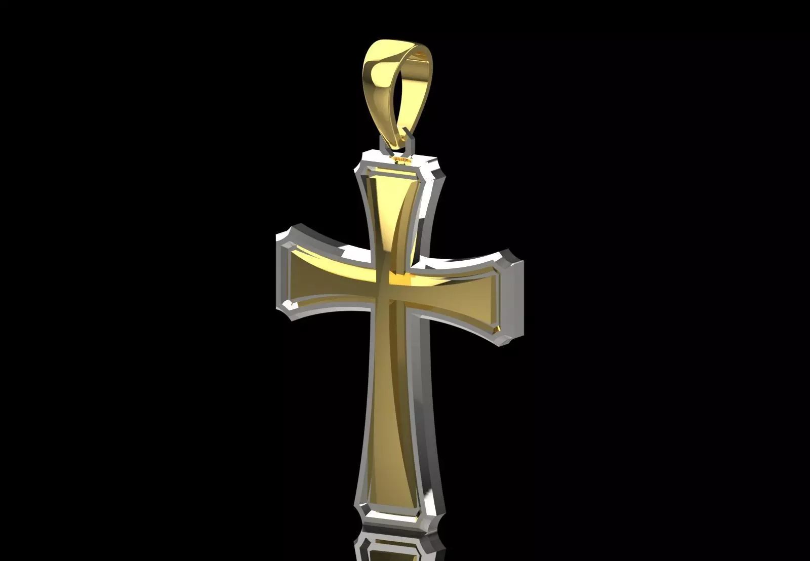 Cross Design Yellow Gold stl 3dm pendat Plate Model gp0476 3D print model_10