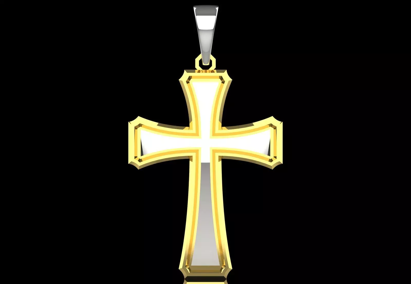 Cross Design Yellow Gold stl 3dm pendat Plate Model gp0476 3D print model_3