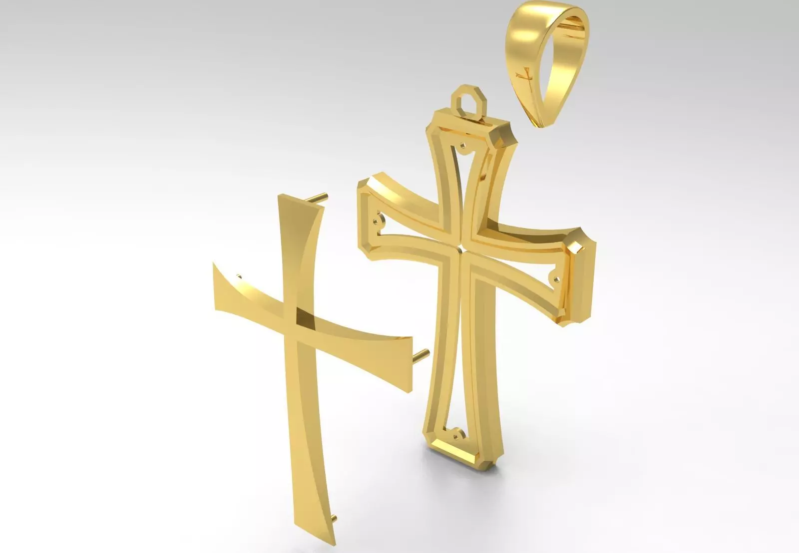 Cross Design Yellow Gold stl 3dm pendat Plate Model gp0476 3D print model_22