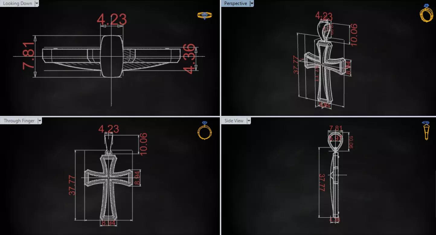 Cross Design Yellow Gold stl 3dm pendat Plate Model gp0476 3D print model_15