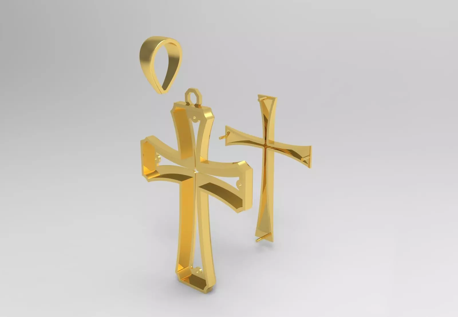 Cross Design Yellow Gold stl 3dm pendat Plate Model gp0476 3D print model_21