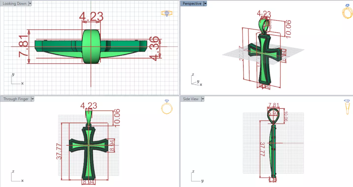 Cross Design Yellow Gold stl 3dm pendat Plate Model gp0476 3D print model_16