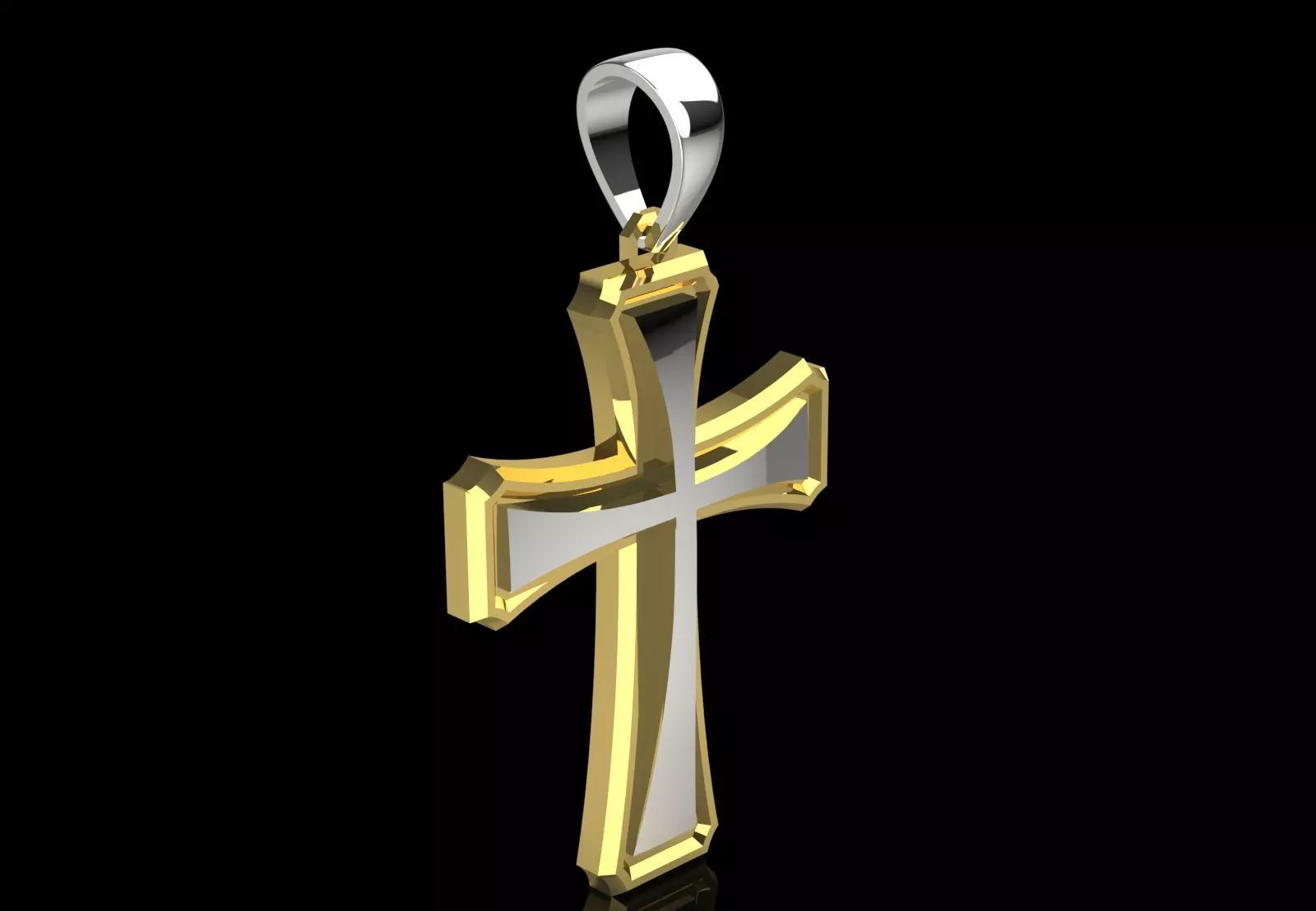 Cross Design Yellow Gold stl 3dm pendat Plate Model gp0476 3D print model_1