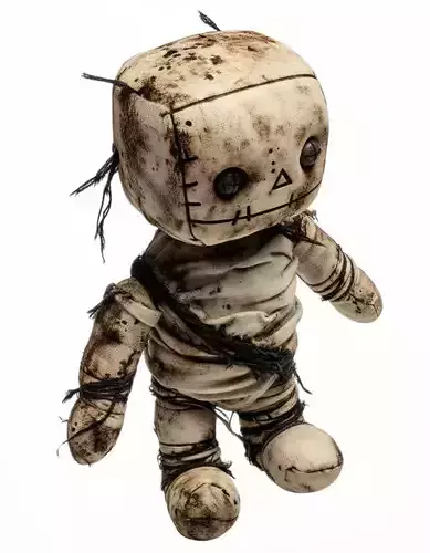 Voodoo Doll 3D Model Creepy Stitched Puppet Worn Fabric String Low-poly 3D model