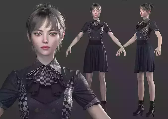 Chinese fashion Girl AsianGirl 3D model 