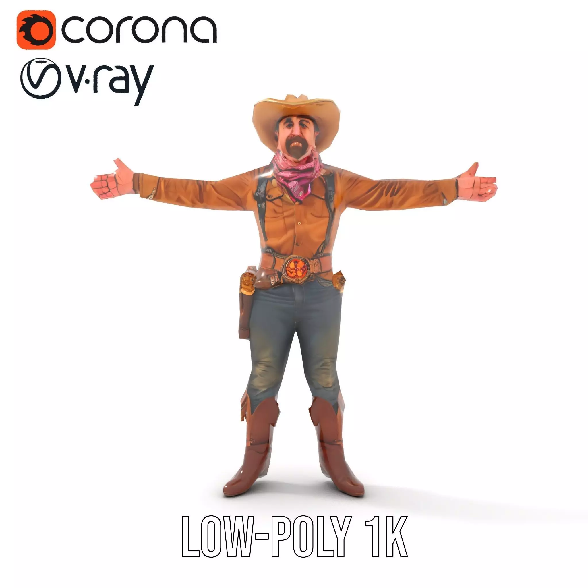 Western Cowboy Outfit model pack Low-poly 3D model_20