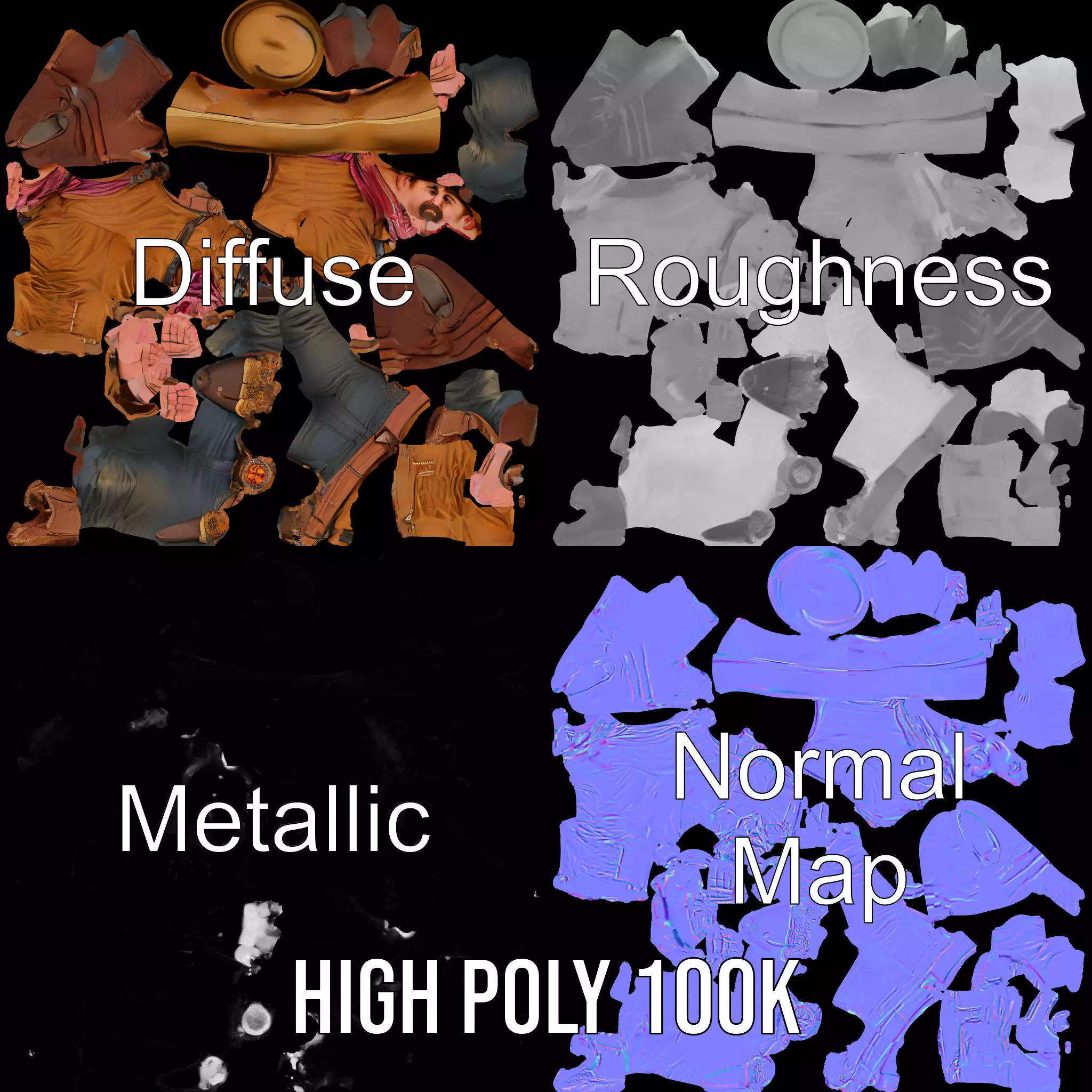 Western Cowboy Outfit model pack Low-poly 3D model_3